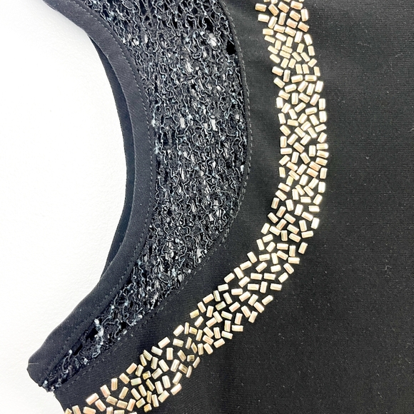 Joseph Ribkoff Black and Gold Blouse with Beading - Picture 4 of 12